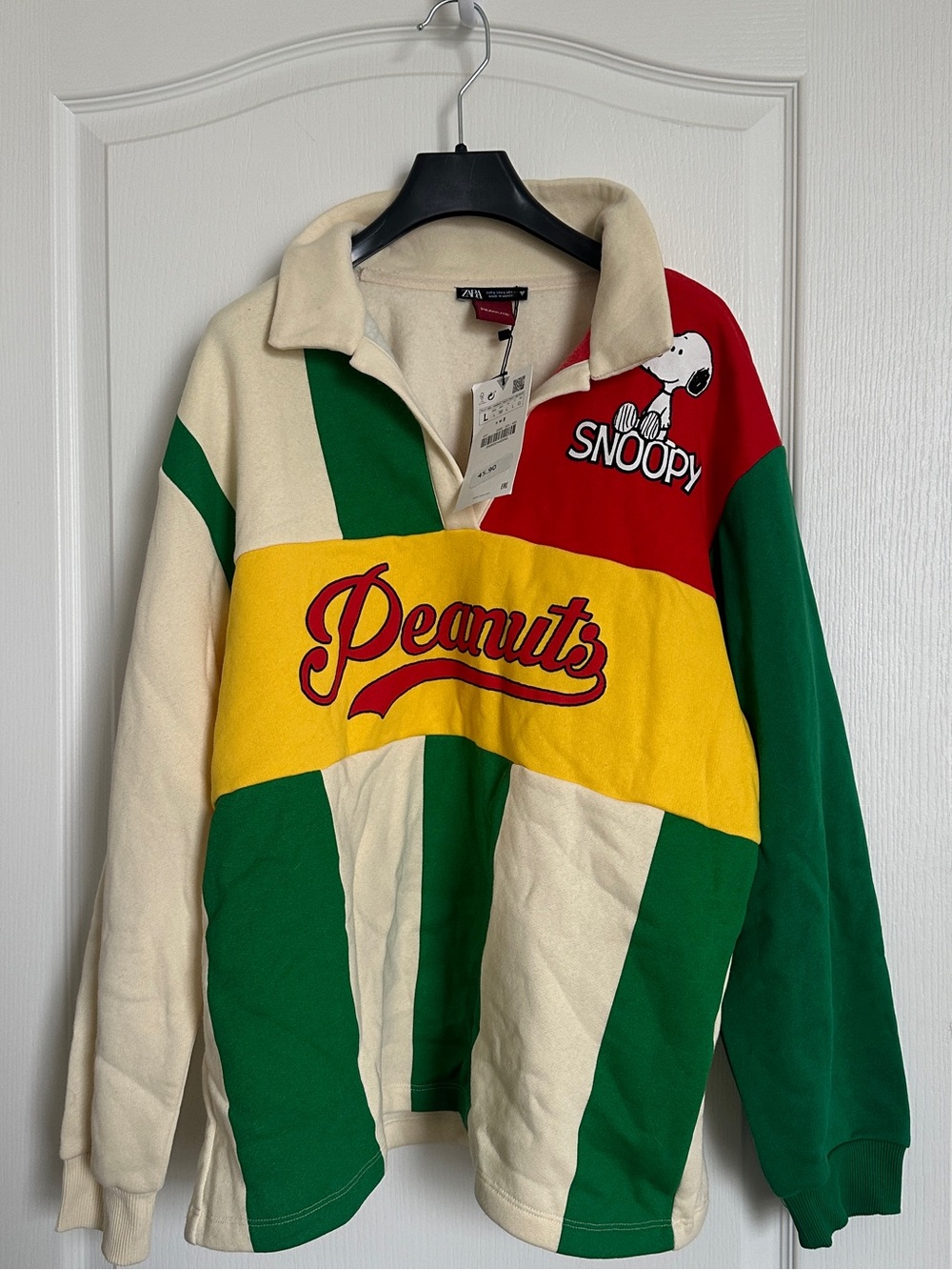 Zara Peanuts Colorblock Pullover - Red/Green/Yellow/Cream
